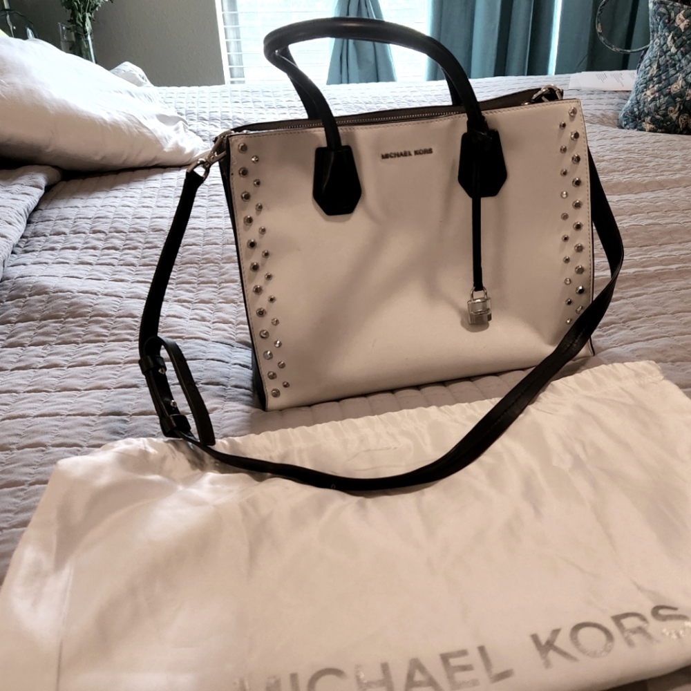 Michael Kors Bag, white and black, with silver accents